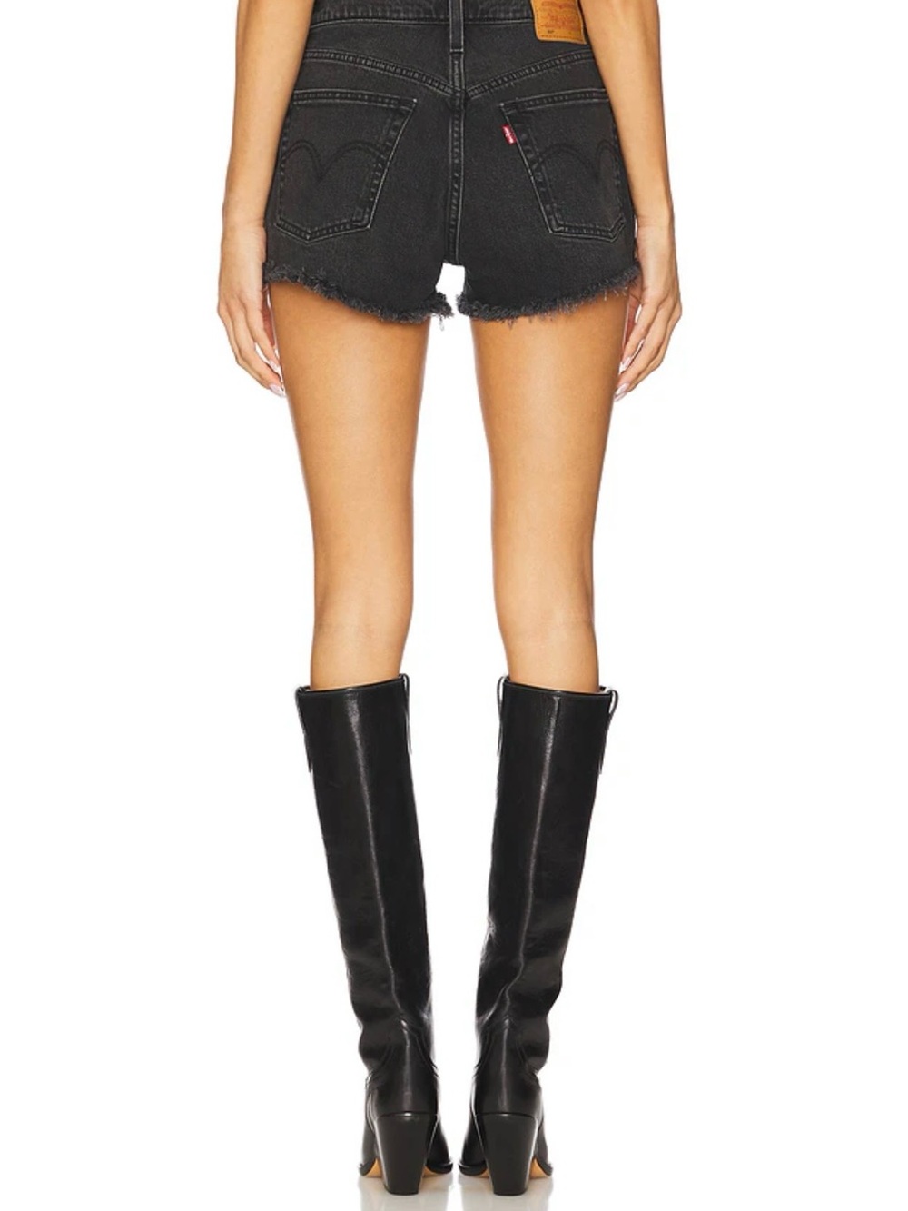 Levi's Black High-Rise Cutoff Denim Shorts - Picture 2 of 4